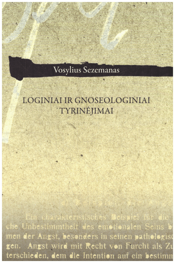 Loginiai ir gnoseologiniai tyrinėjimai - Vosylius Sezemanas